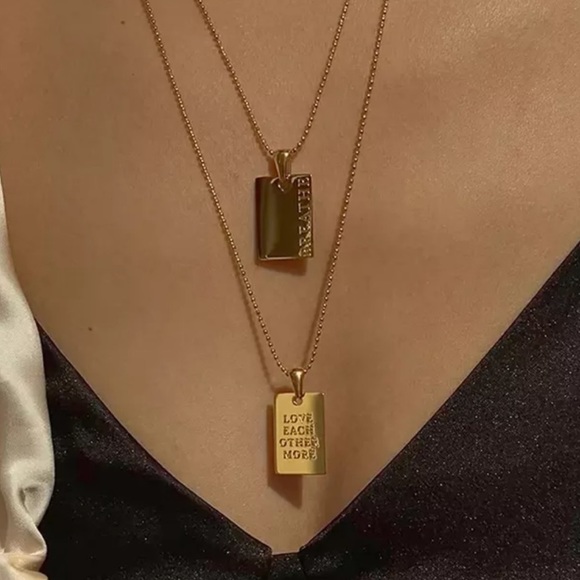 NEW 18K GOLD ENGRAVED LETTERS BEADS CHAIN NECKLACE, NICE NECKLACE, CUTE NECKLACE - Picture 4 of 7